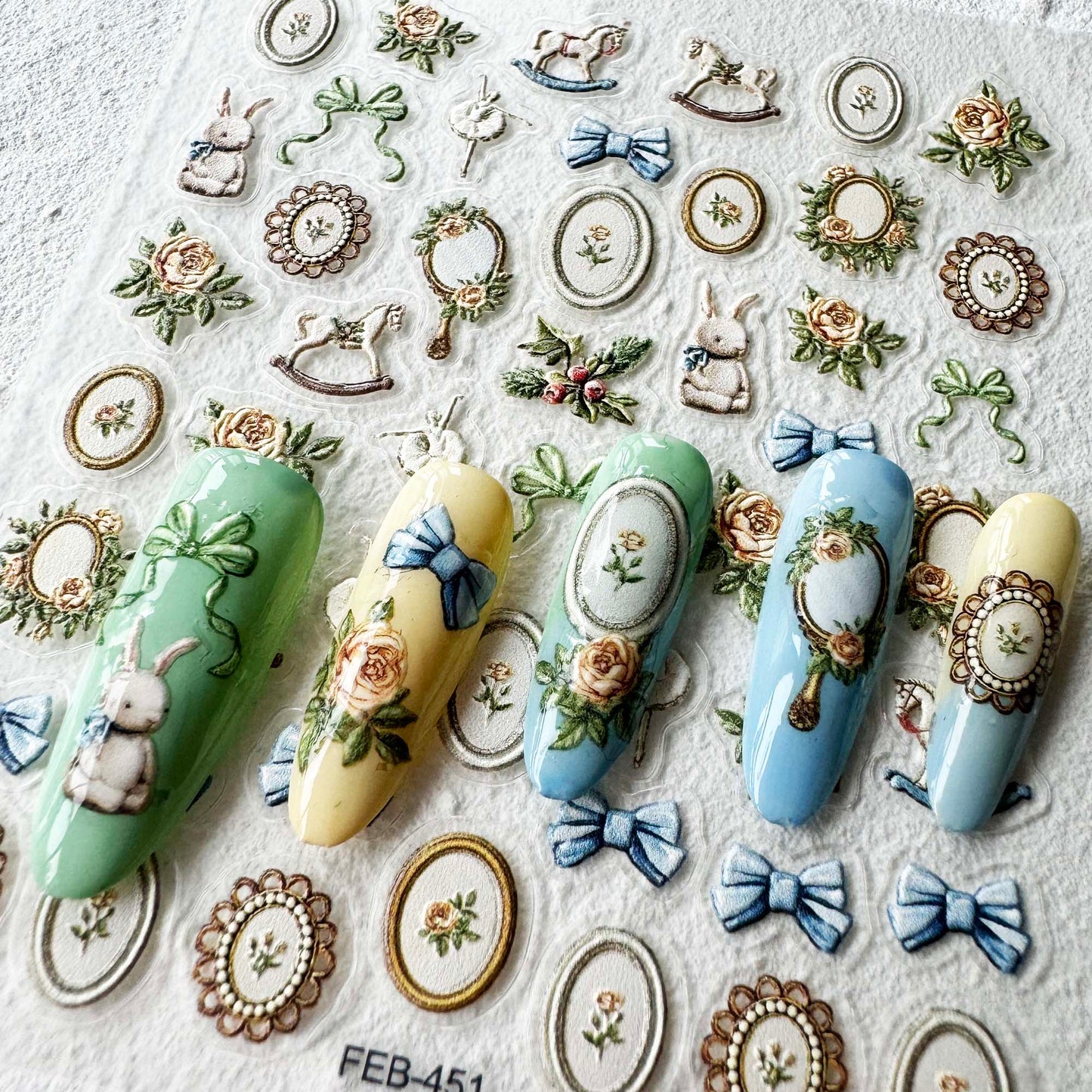 Fairytale Nail Art Stickers, Retro Vintage Vibes Cute Items DIY Stickers