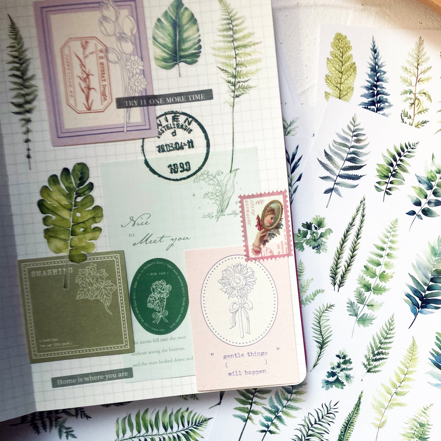 Greenery Leaves Planner Stickers Adhesive Aesthetic Botanicals Plants Stickers for Calendar Scrapbooking Embellishment DIY Art Crafts Journaling Accessories for Planners and Nature Lovers
