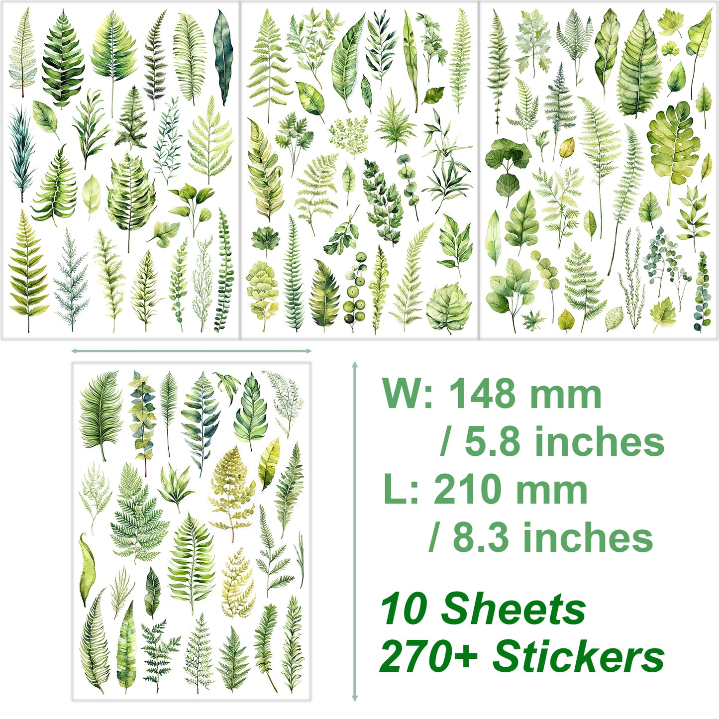 Greenery Leaves Planner Stickers Adhesive Aesthetic Botanicals Plants Stickers for Calendar Scrapbooking Embellishment DIY Art Crafts Journaling Accessories for Planners and Nature Lovers