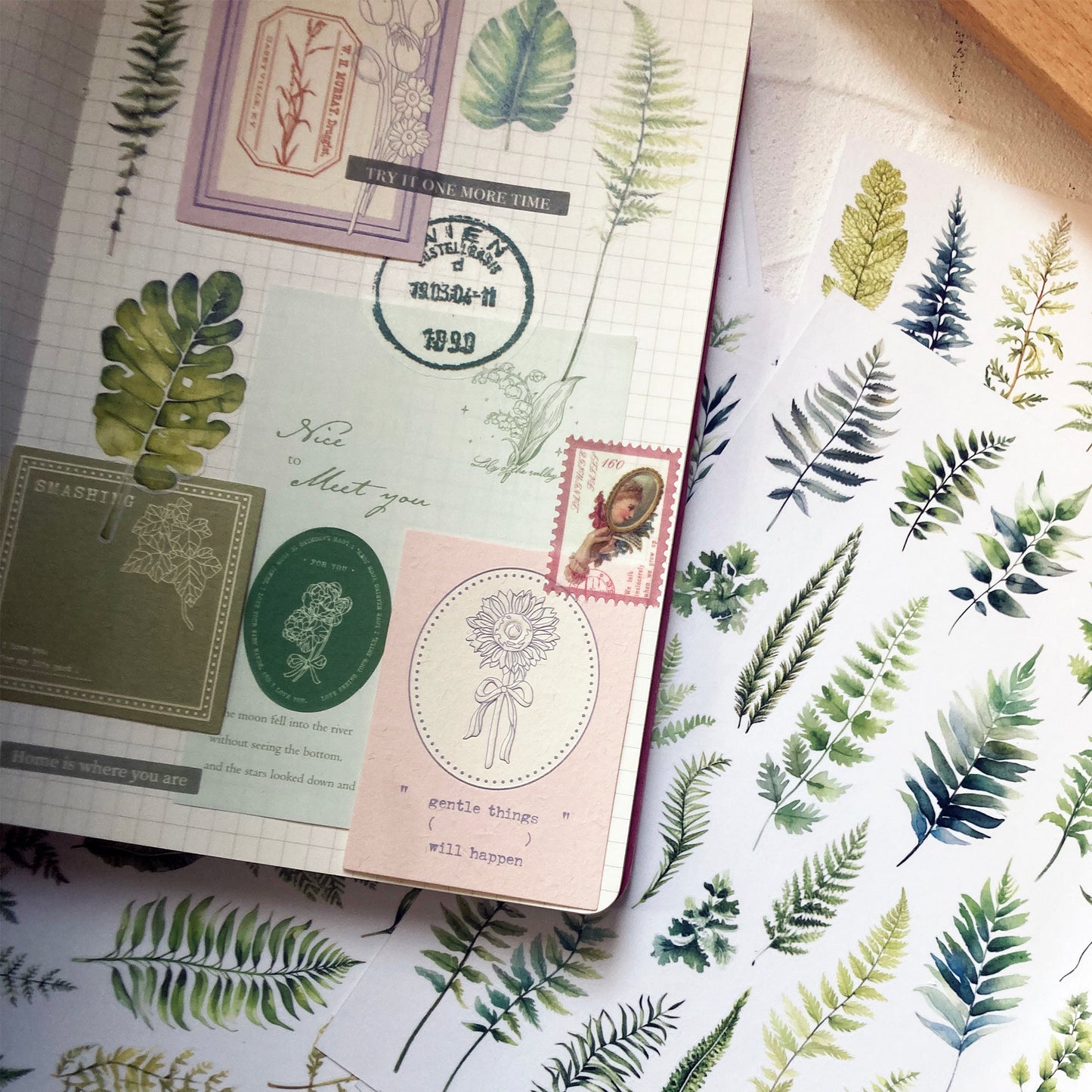 Greenery Leaves Planner Stickers Adhesive Aesthetic Botanicals Plants Stickers for Calendar Scrapbooking Embellishment DIY Art Crafts Journaling Accessories for Planners and Nature Lovers