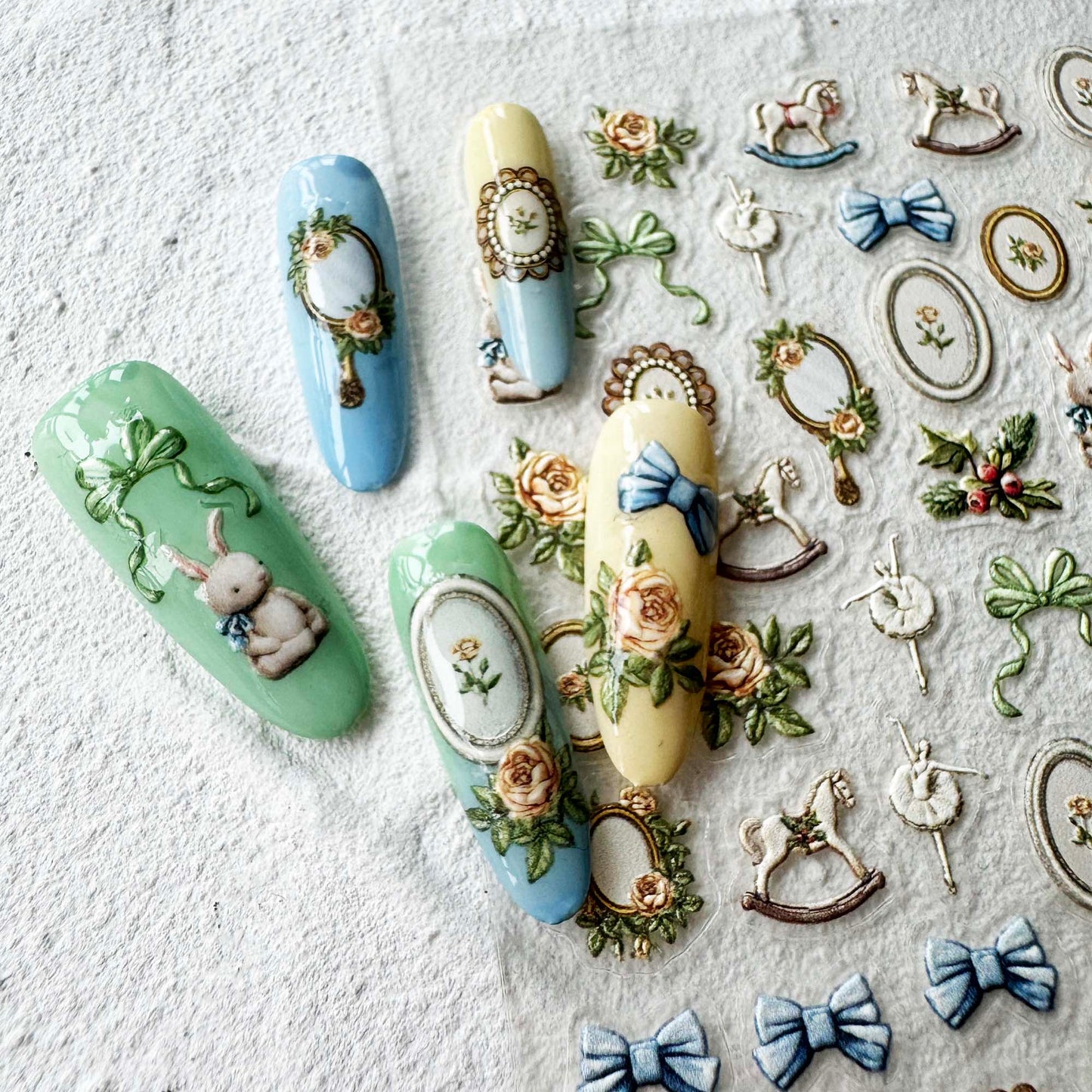 Fairytale Nail Art Stickers, Retro Vintage Vibes Cute Items DIY Stickers