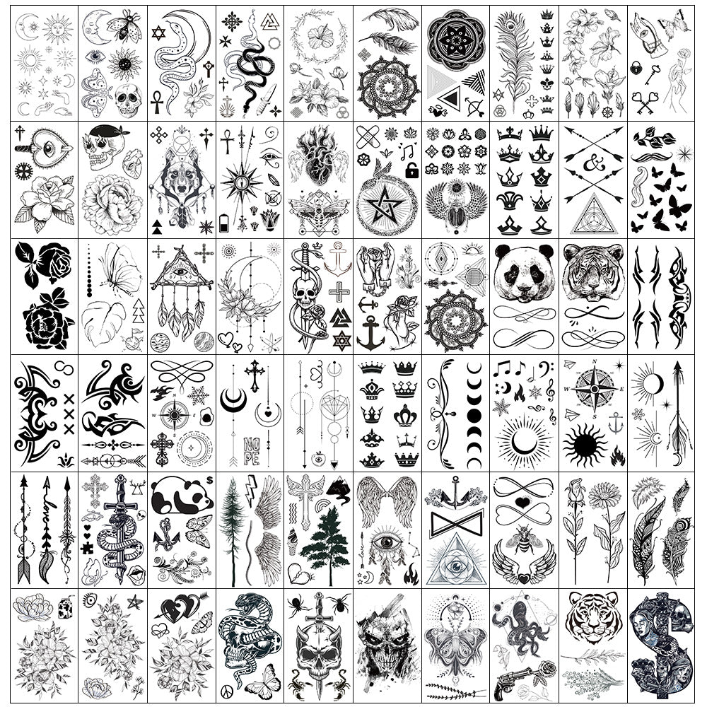 Black Elements Vintage Temporary Tattoos