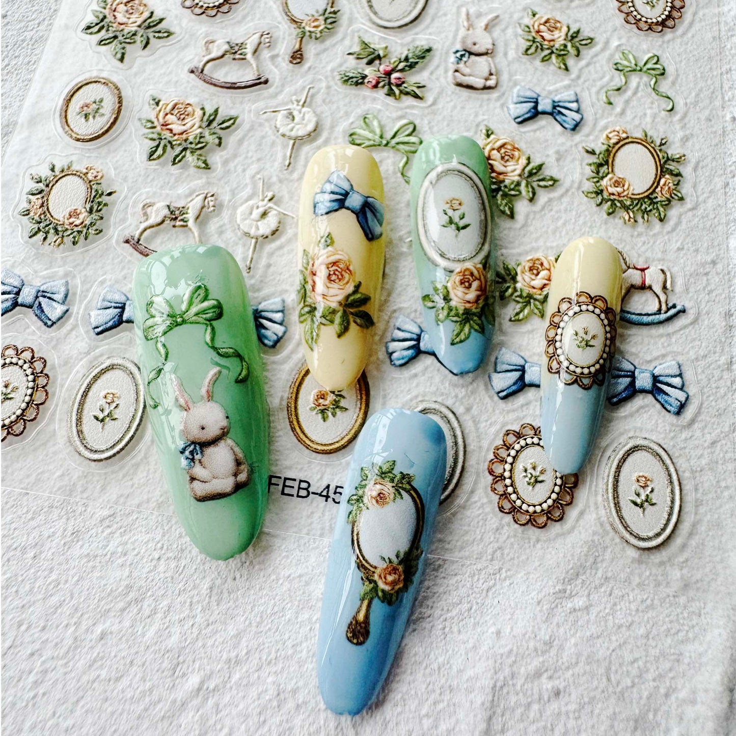 Fairytale Nail Art Stickers, Retro Vintage Vibes Cute Items DIY Stickers