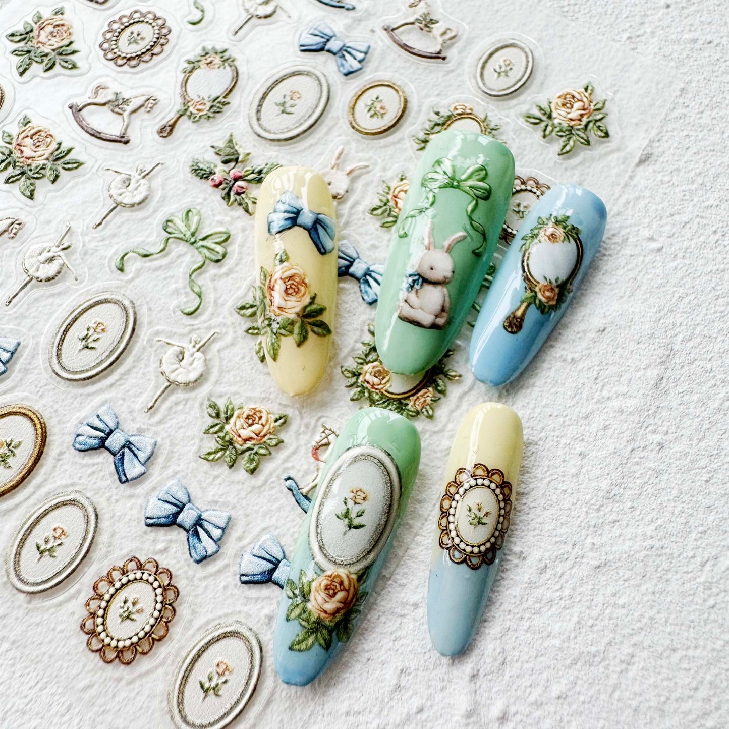 Fairytale Nail Art Stickers, Retro Vintage Vibes Cute Items DIY Stickers