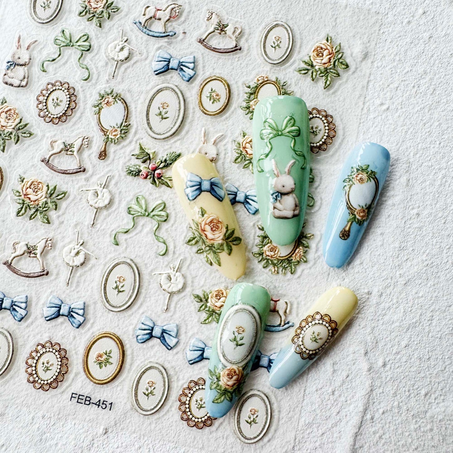 Fairytale Nail Art Stickers, Retro Vintage Vibes Cute Items DIY Stickers