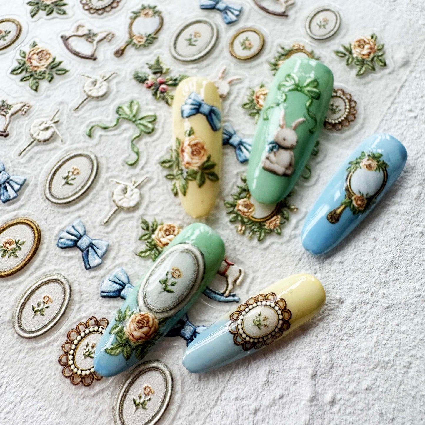 Fairytale Nail Art Stickers, Retro Vintage Vibes Cute Items DIY Stickers