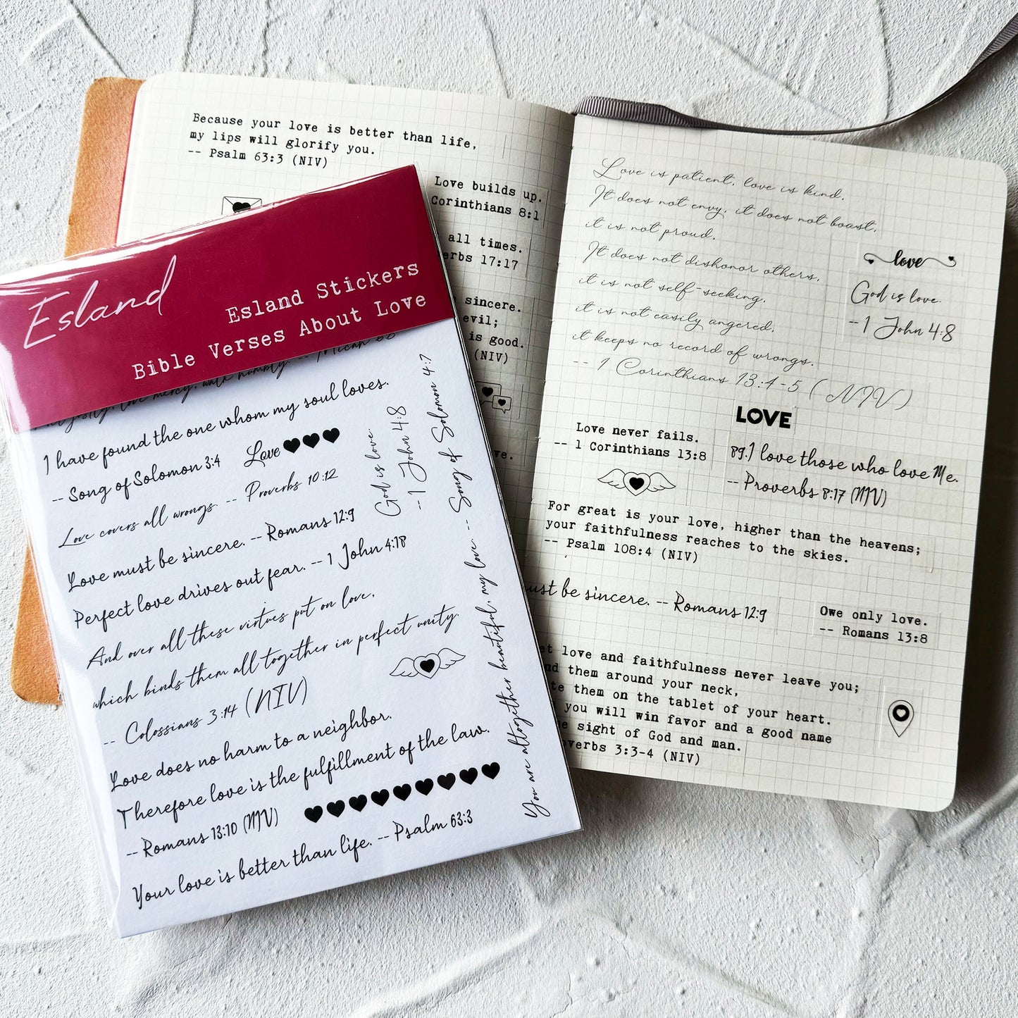 Bible Verses Planner Stickers – 4 Sheets of Love Quotes, Retro Typewriter & Hand Lettering Styles, Inspirational Christian Stickers for Journaling, Scrapbooking, Bible Study, and Crafts
