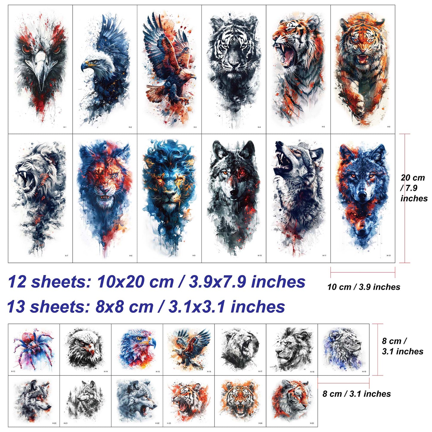 Everjoy Animals Temporary Tattoos Sleeve Sheets