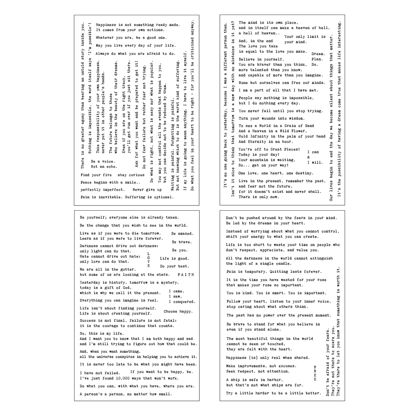 inspirational quotes and sayings washi paper stickers sheet vintage typewriter fonts style