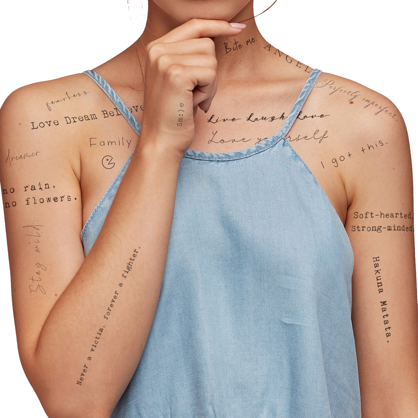 inspirational quotes and scripture temporary tattoos on women arm shoulder neck small simple female deep meaningful tiny cute realism tattoos