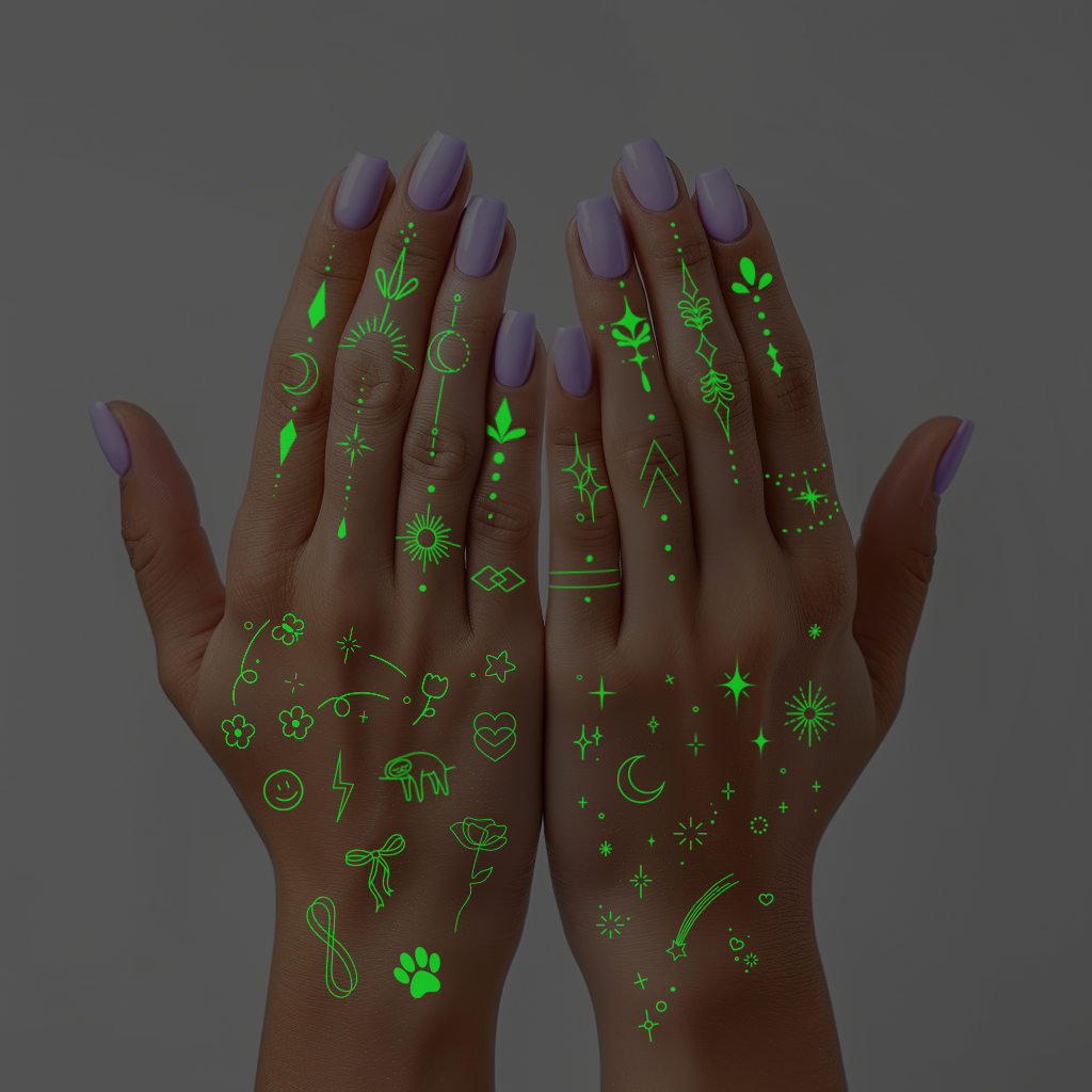 Minimalistic Luminous Temporary Tattoos Kit Tin Box