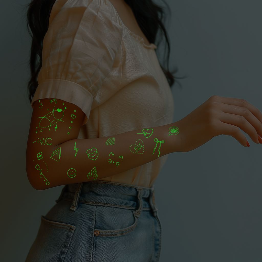 Minimalistic Luminous Temporary Tattoos Kit Tin Box