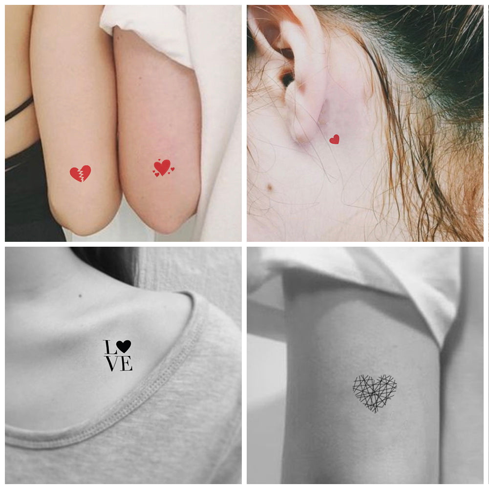 red black hearts tattoo ideas small tiny women men tattoos finger face soulmate matching couple tattoos love custom simple tattoos