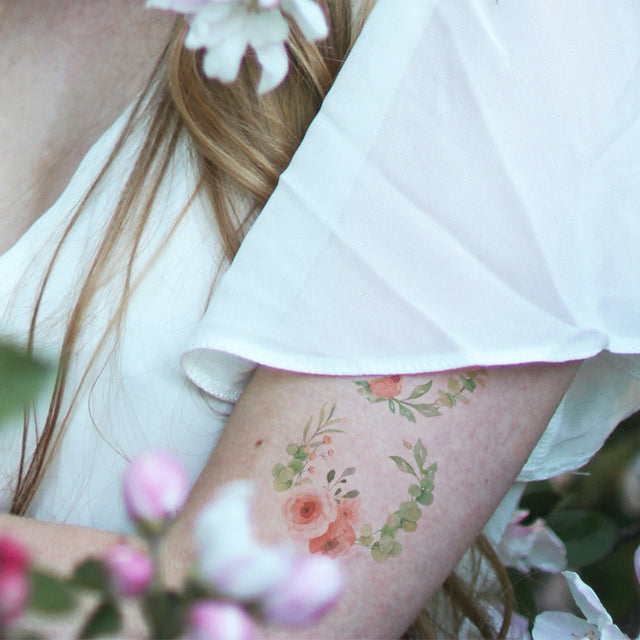 watercolor flowers bouquet tattoo designs removable temporary fake tattoo stickers for women and teen girls