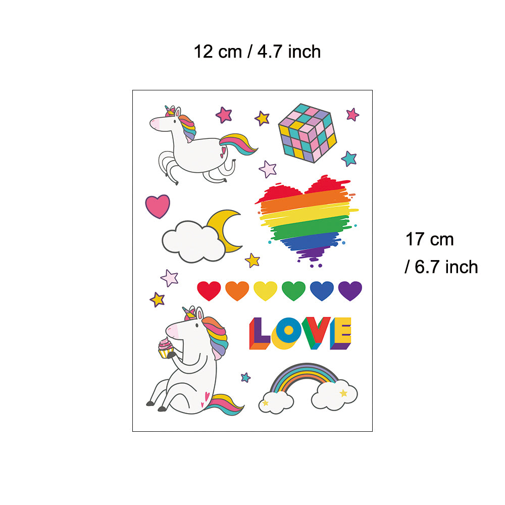 Rainbow Unicorn Temporary Tattoos
