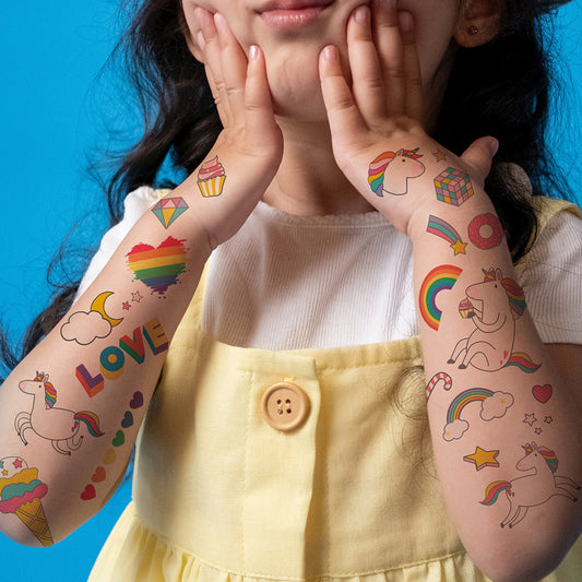 Rainbow Unicorn Temporary Tattoos
