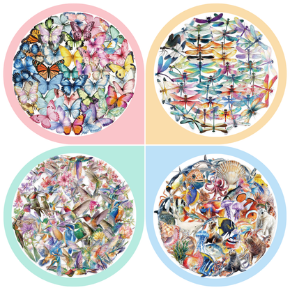 200 Pcs Clear PET Stickers - Watercolor Butterfly, Dragonfly, Hummingbirds & Sea Animals - 50 Unique Designs Per Theme - Aesthetic Stickers for Journals, Scrapbooks, Laptops & DIY Crafts