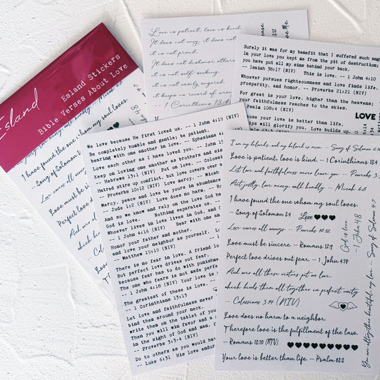 Bible Verses Planner Stickers – 4 Sheets of Love Quotes, Retro Typewriter & Hand Lettering Styles, Inspirational Christian Stickers for Journaling, Scrapbooking, Bible Study, and Crafts