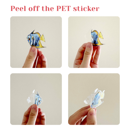 200 Pcs Clear PET Stickers - Watercolor Butterfly, Dragonfly, Hummingbirds & Sea Animals - 50 Unique Designs Per Theme - Aesthetic Stickers for Journals, Scrapbooks, Laptops & DIY Crafts
