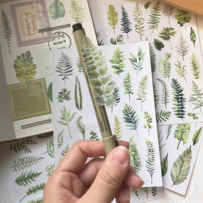 Greenery Leaves Planner Stickers Adhesive Aesthetic Botanicals Plants Stickers for Calendar Scrapbooking Embellishment DIY Art Crafts Journaling Accessories for Planners and Nature Lovers