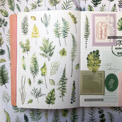 Greenery Leaves Planner Stickers Adhesive Aesthetic Botanicals Plants Stickers for Calendar Scrapbooking Embellishment DIY Art Crafts Journaling Accessories for Planners and Nature Lovers