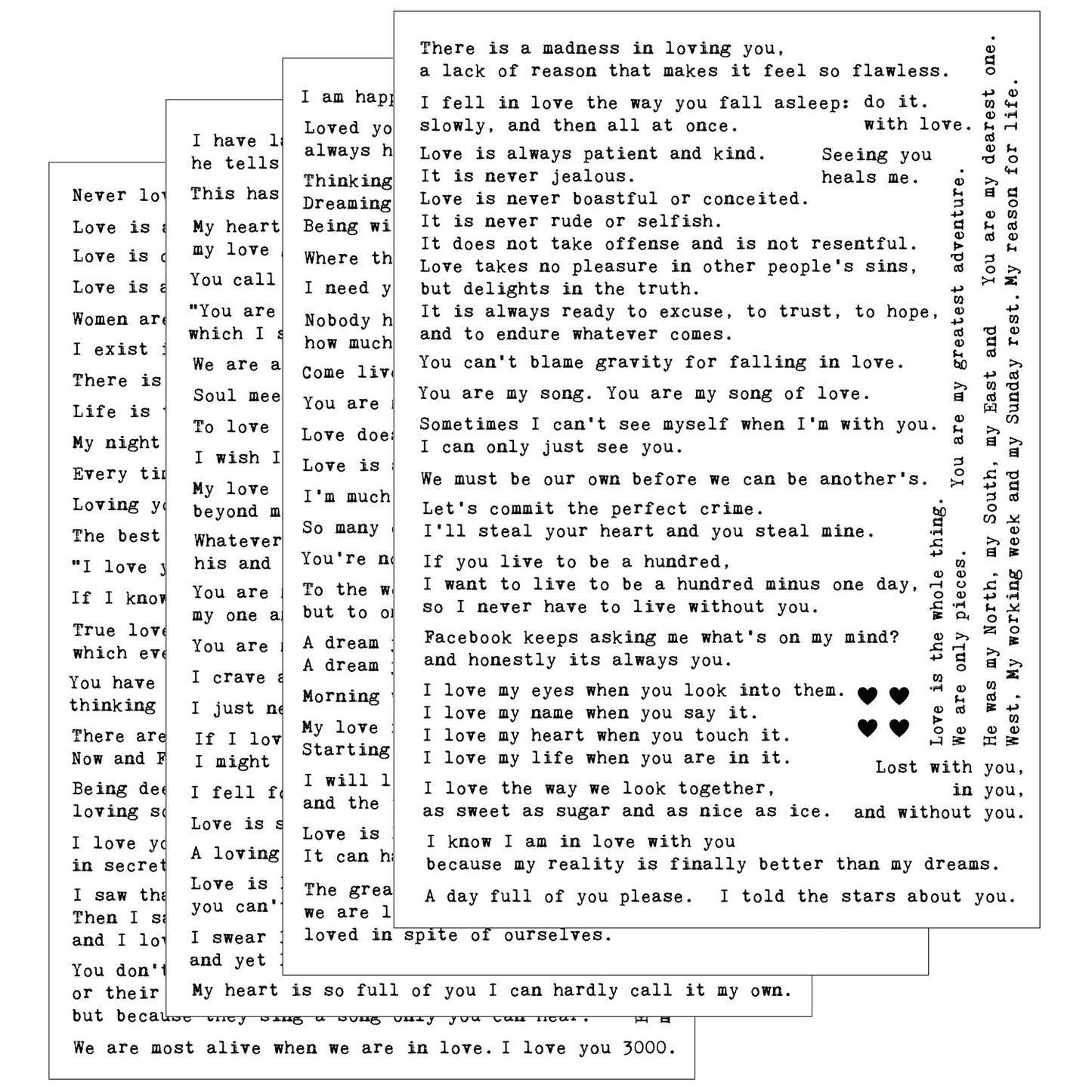 Love Quotes Typewriter Words Stickers