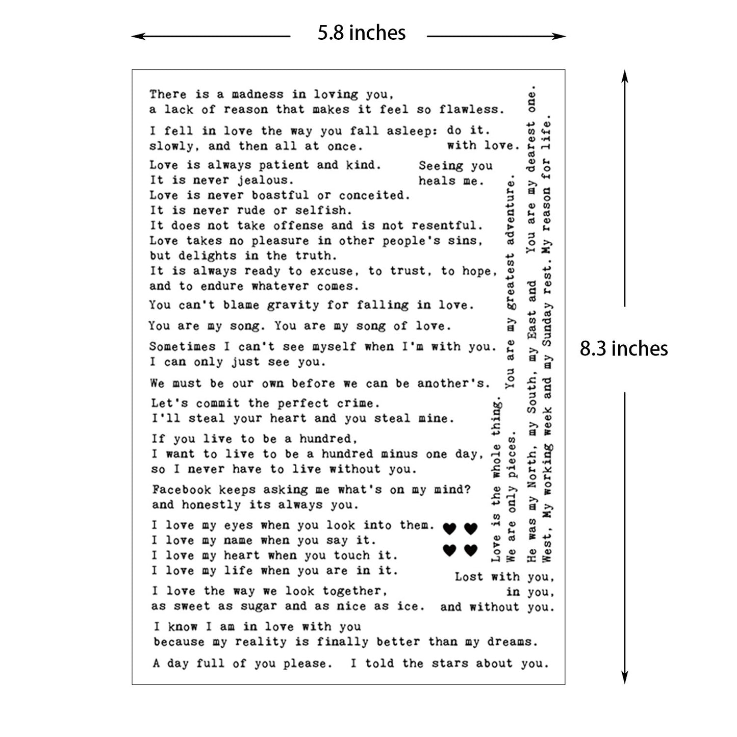Love Quotes Typewriter Words Stickers