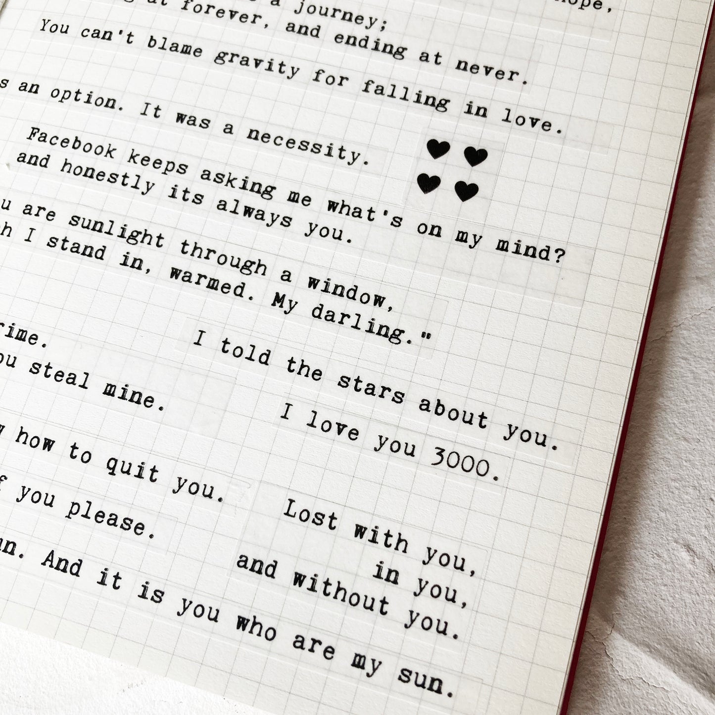 Love Quotes Typewriter Words Stickers