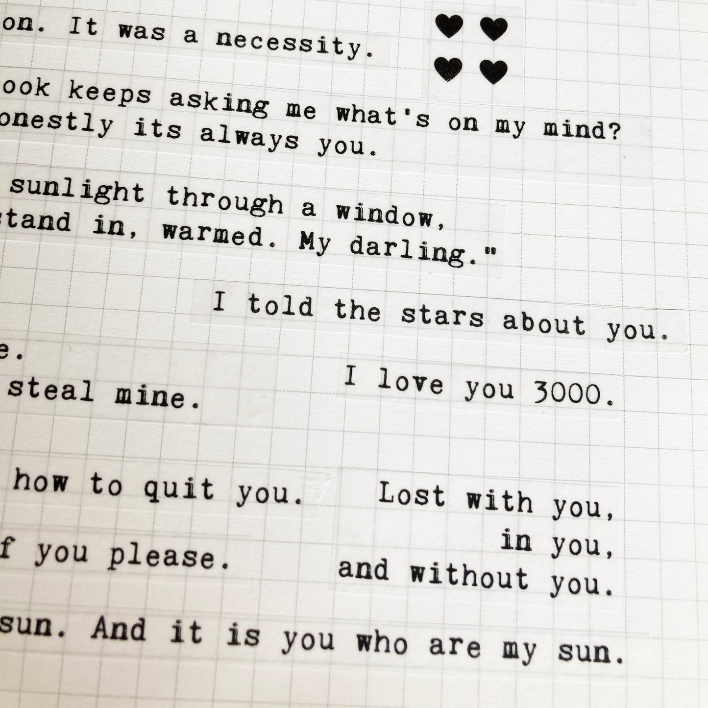 Love Quotes Typewriter Words Stickers