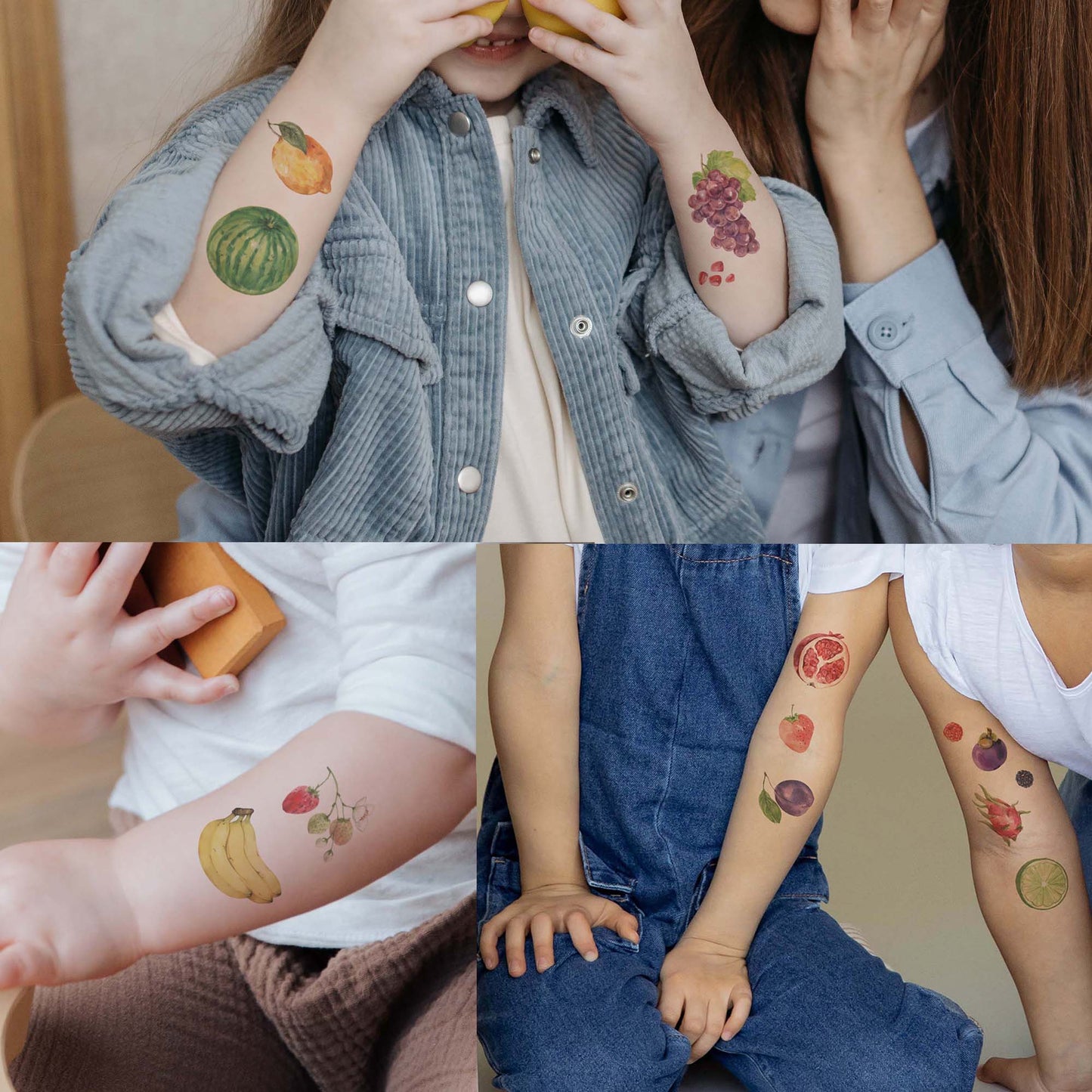 summer time vibes tropical fruits pineapple temporary tattoos