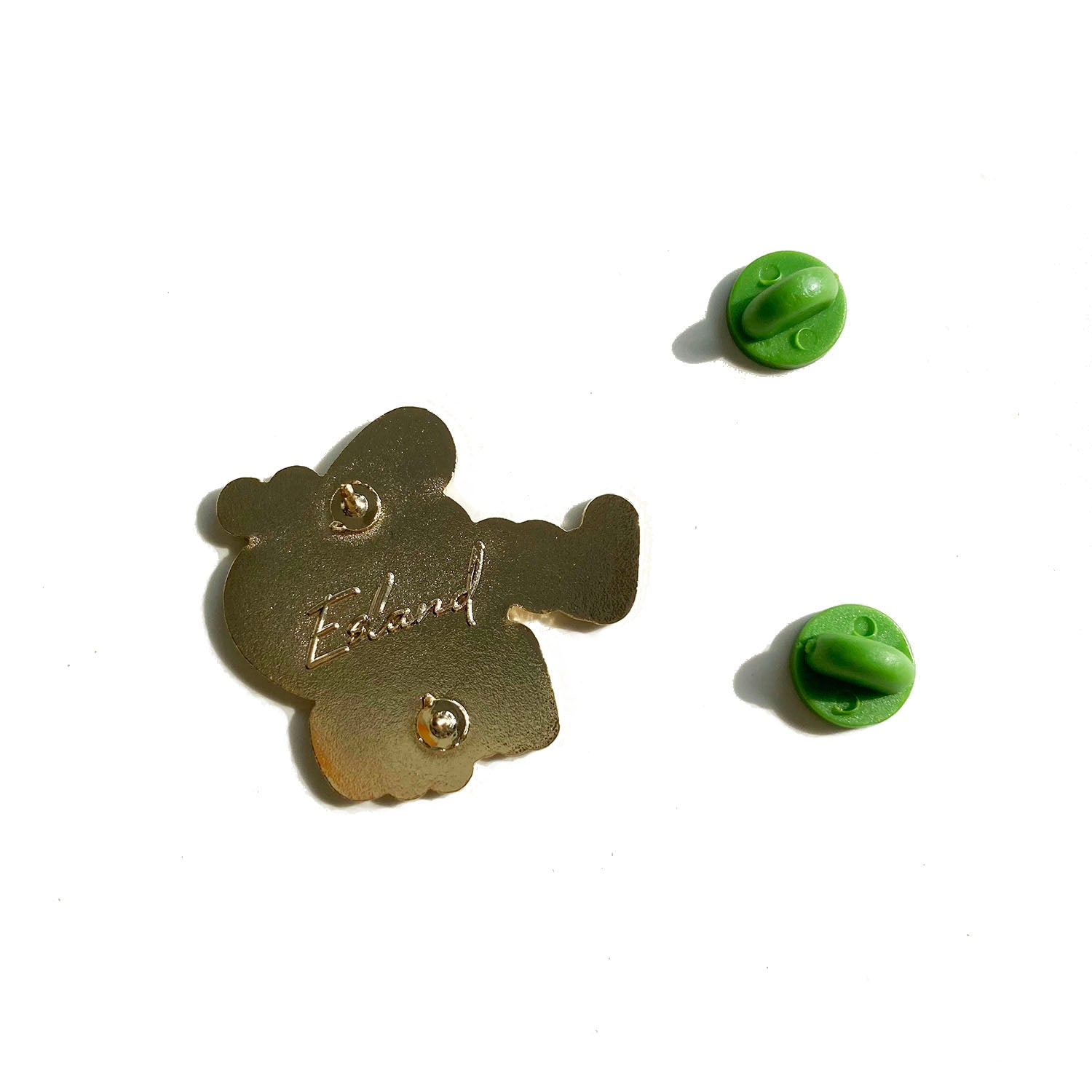 green color bee happy pin back green rubber clutches