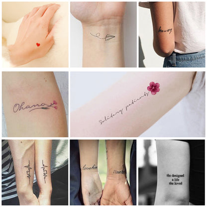 tiny minimal women tattoos cursive meaningful words flowers bestie tattoo designs small removable fake tattoos