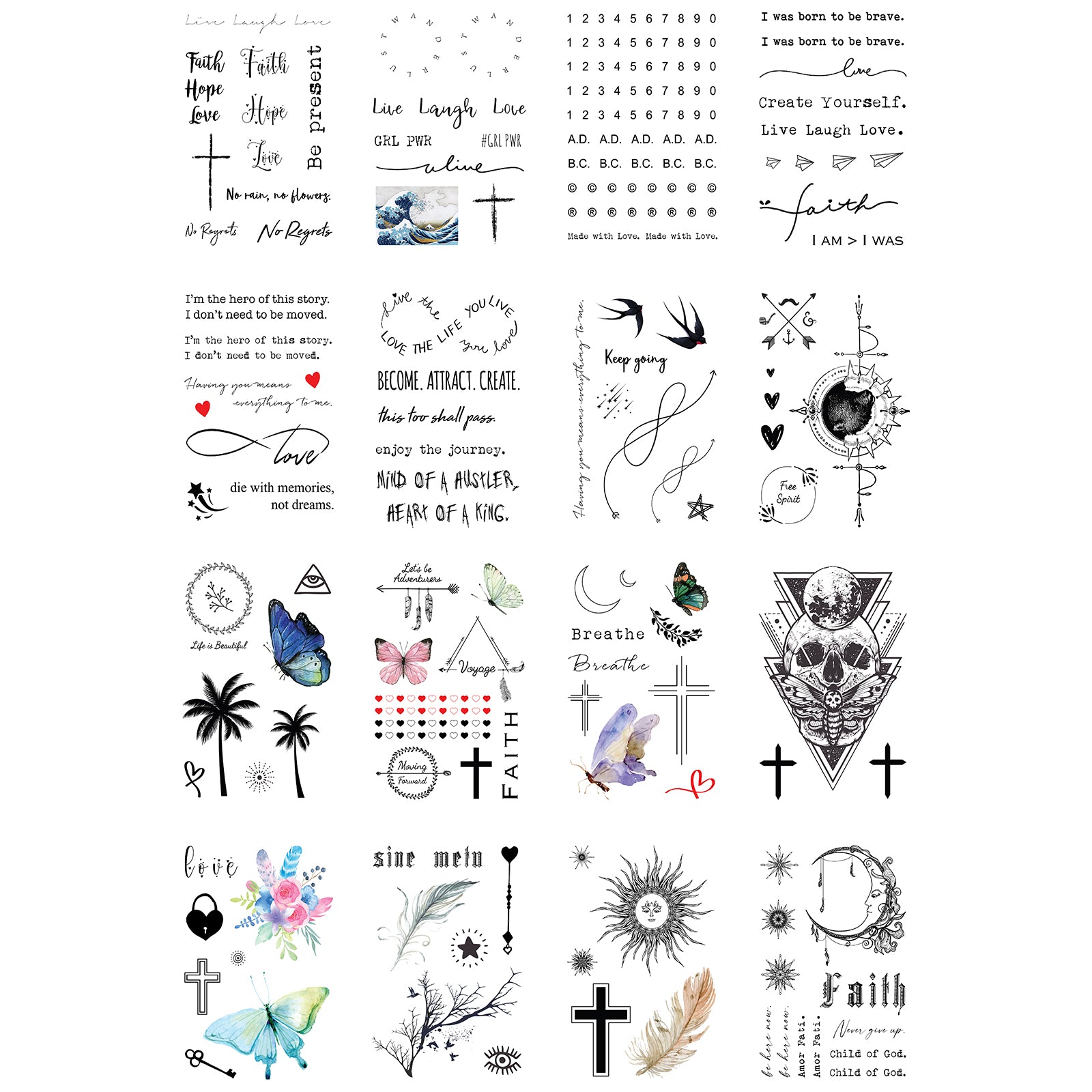 realistic temporary tattoos sheets for women and men inspirational quotes infinite love hearts boho style gothic tattoo designs