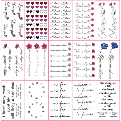 flowers words tattoos for women simple cute heart love couple tattoo designs cursive words manifestation tattoo stickers