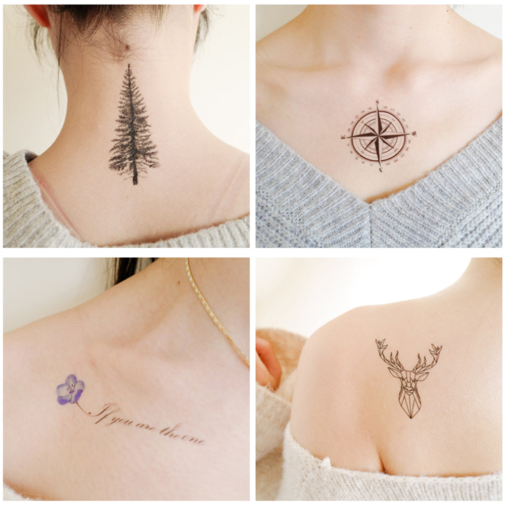 female back chest shoulder temporary tattoos removable fake tattoo designs for women meaningful words flowers tattoos