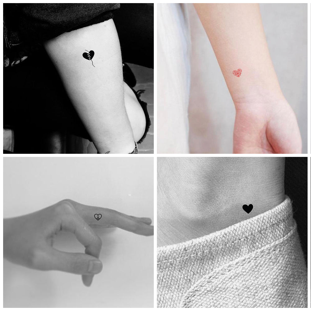 Small Red Heart Outline Temporary Tattoo (Set of 3) – Small Tattoos