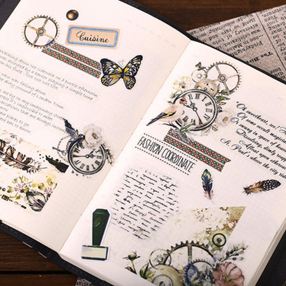 Watercolor Birds Clock Flowers Stickers