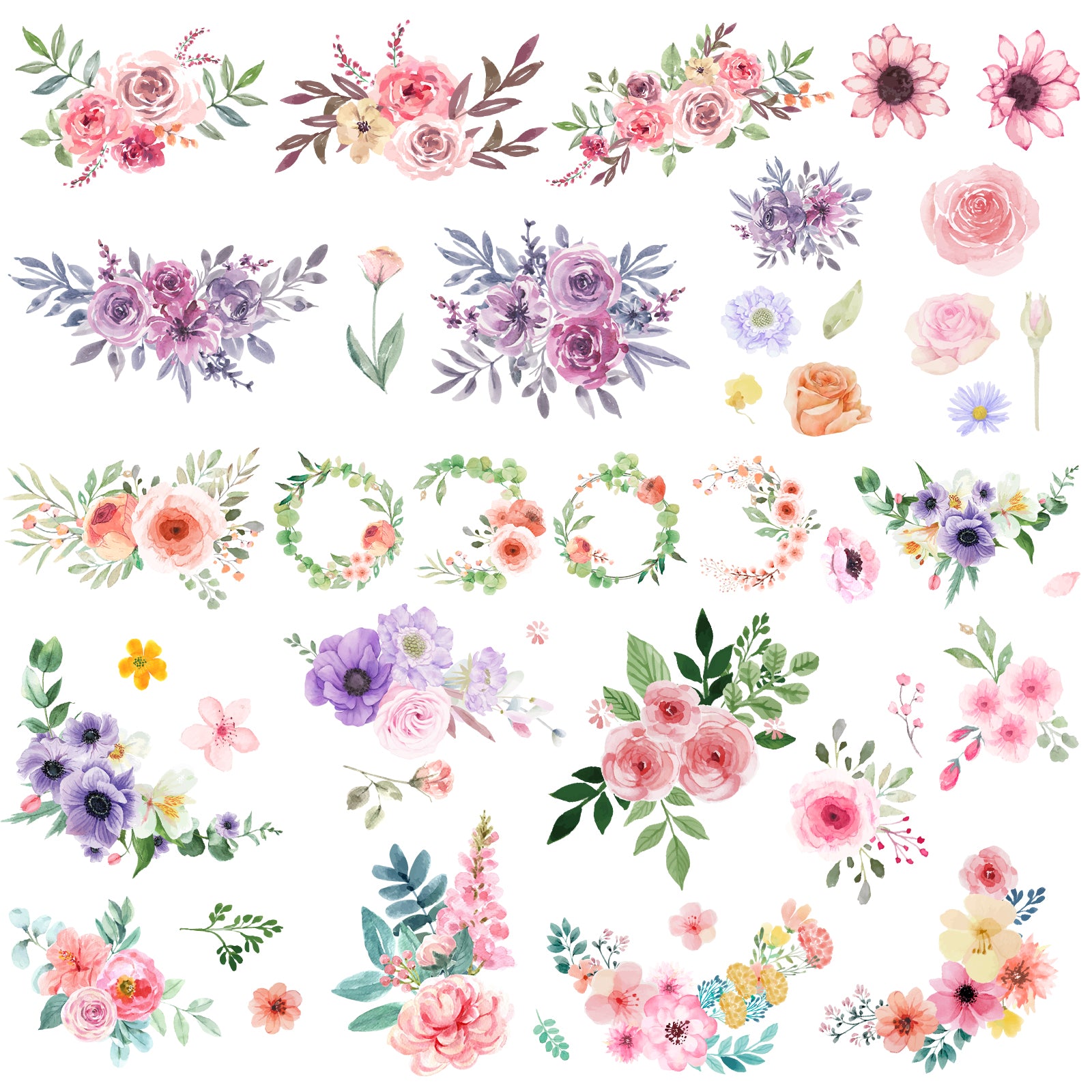 watercolor flowers bouquet tattoo designs removable temporary fake tattoo stickers for women and teen girls