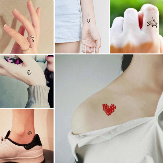 Tiny Cute Doodles Temporary Tattoos Set for Kids and Adults - EverjoyLife